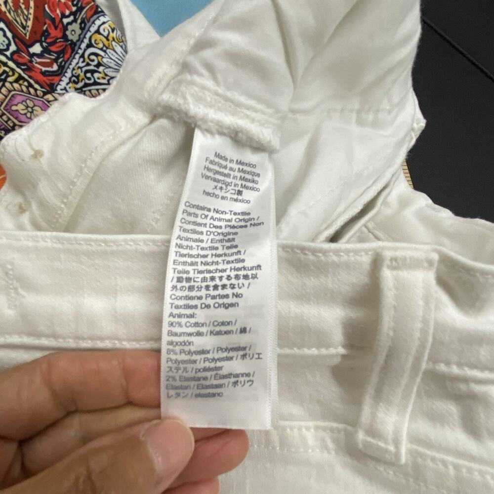 Madewell 9” High Rise Skinny Crop Jeans White Distressed Raw Hem Size 26 - Picture 7 of 14